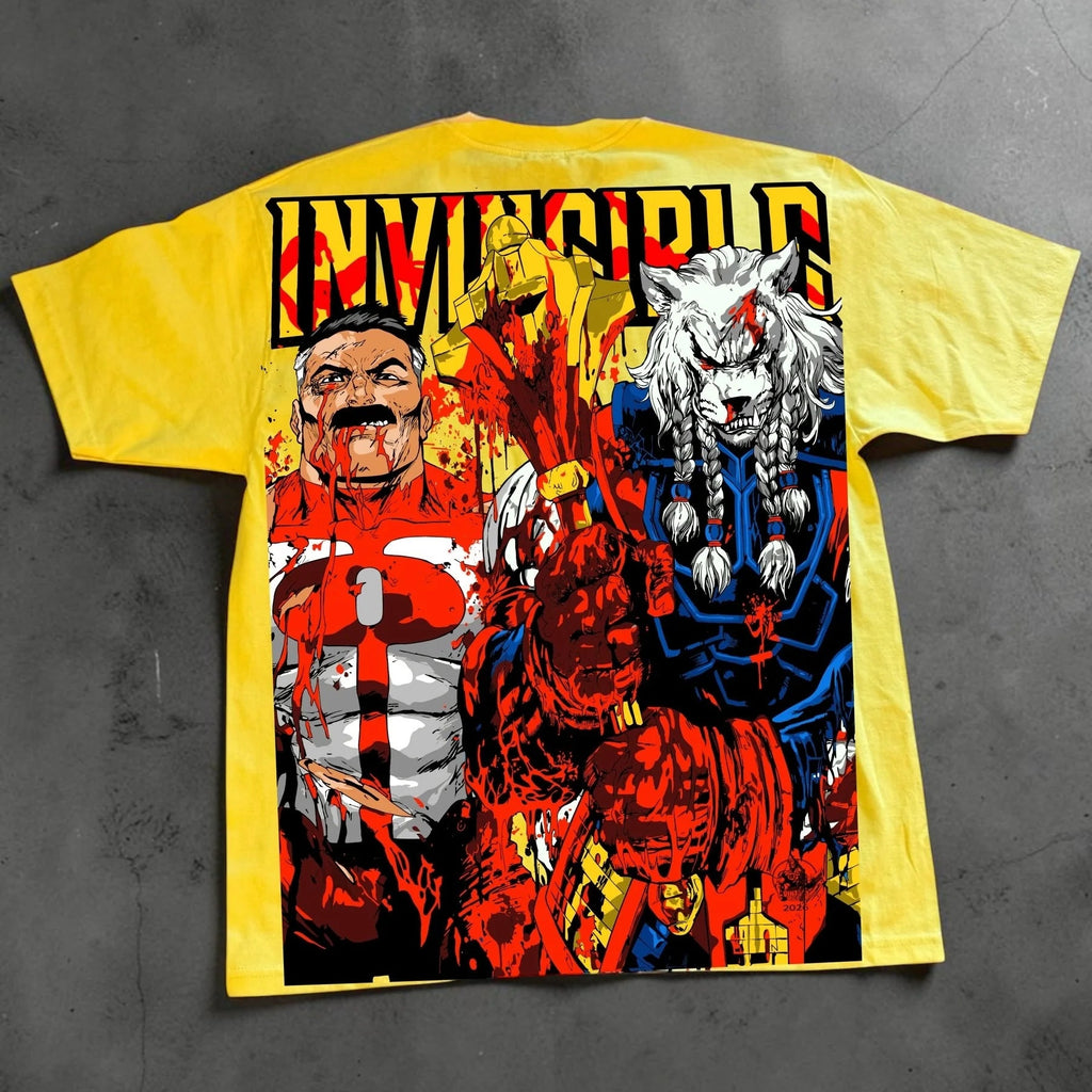 Atom Eve and Mark Front - Omni man and battle beast back yellow