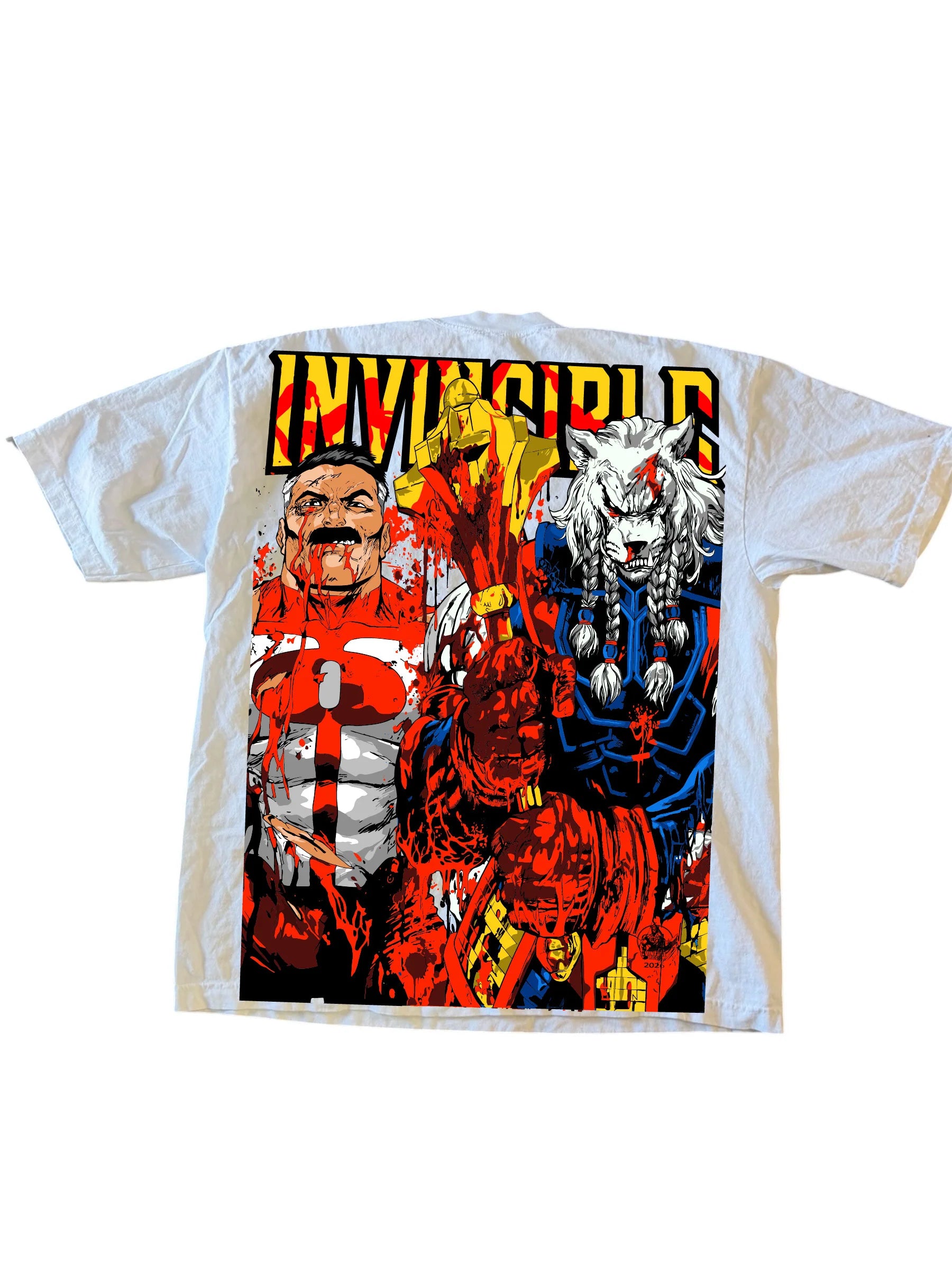 Atom Eve and Mark Front - Omni man and battle beast white back