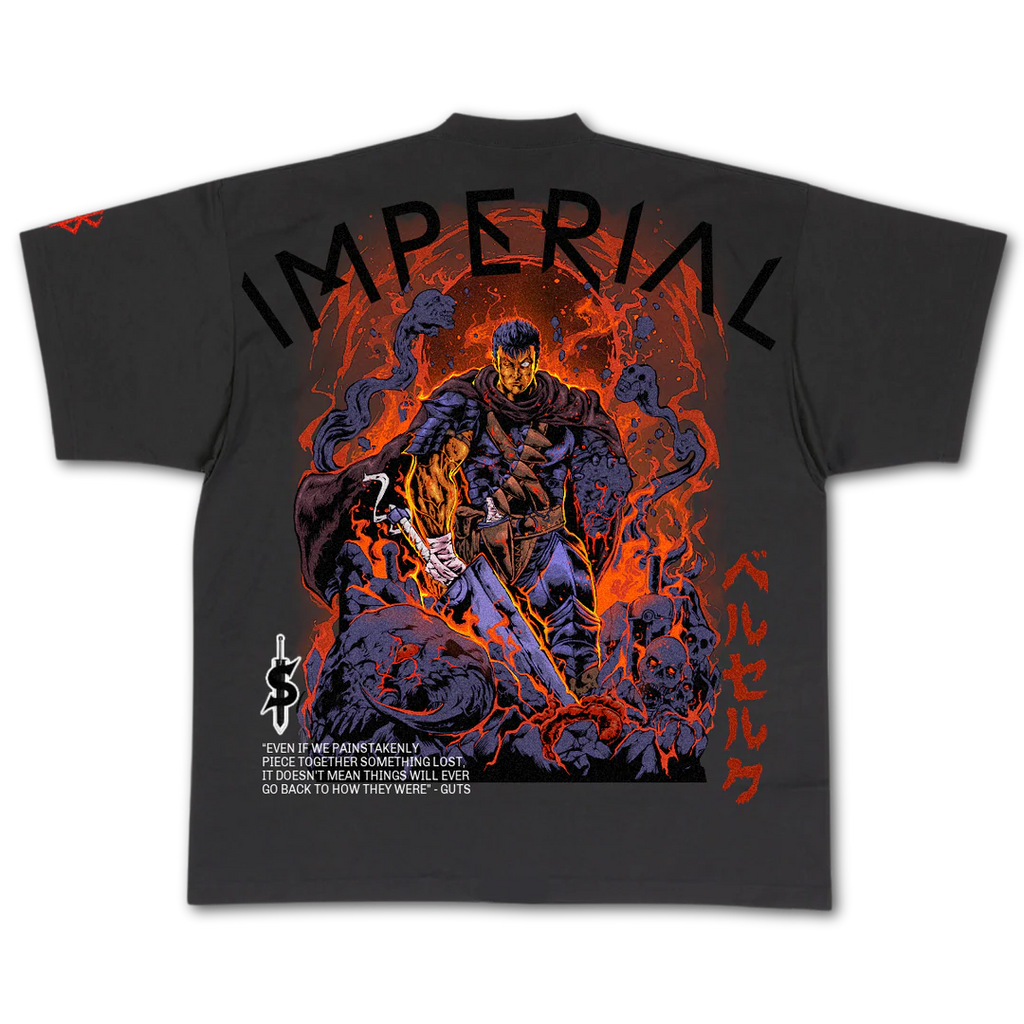 Berserk - Hell Vanquisher - Gray Embroidered, Puff Print Ink T-Shirt - 2XL