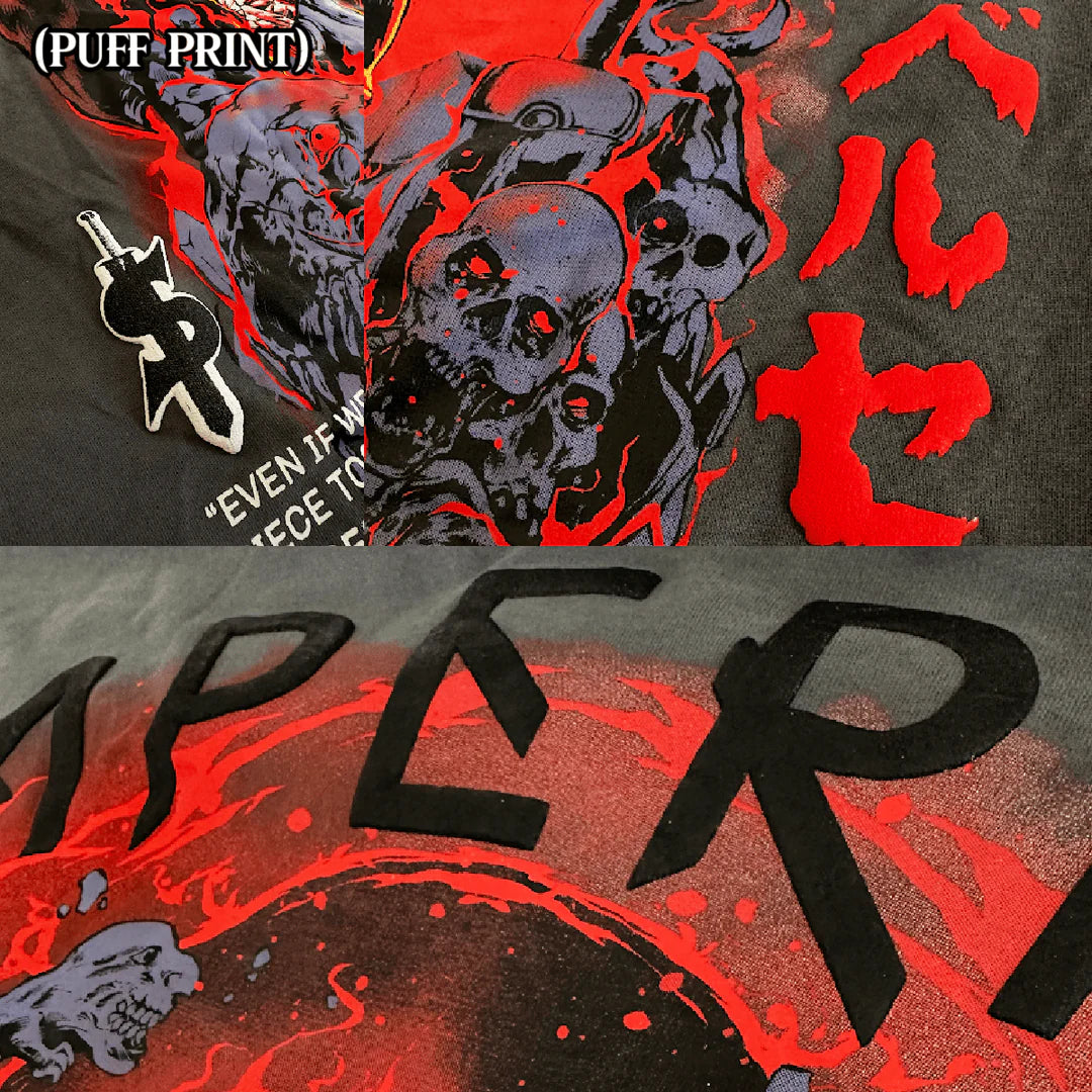 Berserk - Hell Vanquisher - Gray Embroidered, Puff Print Ink T-Shirt - 2XL