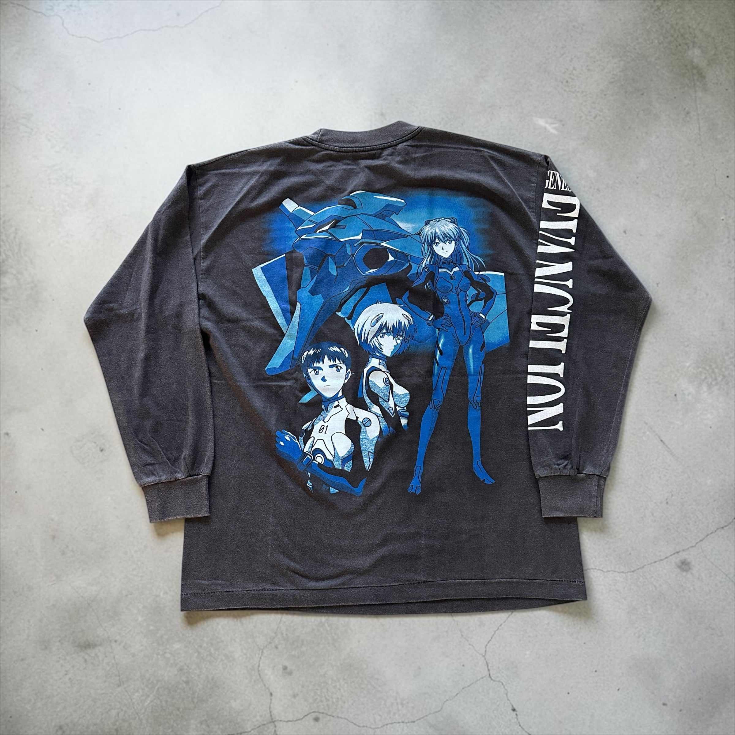 Evangelion - Asuka Wrapped - Faded Black Longsleeve Shirt back