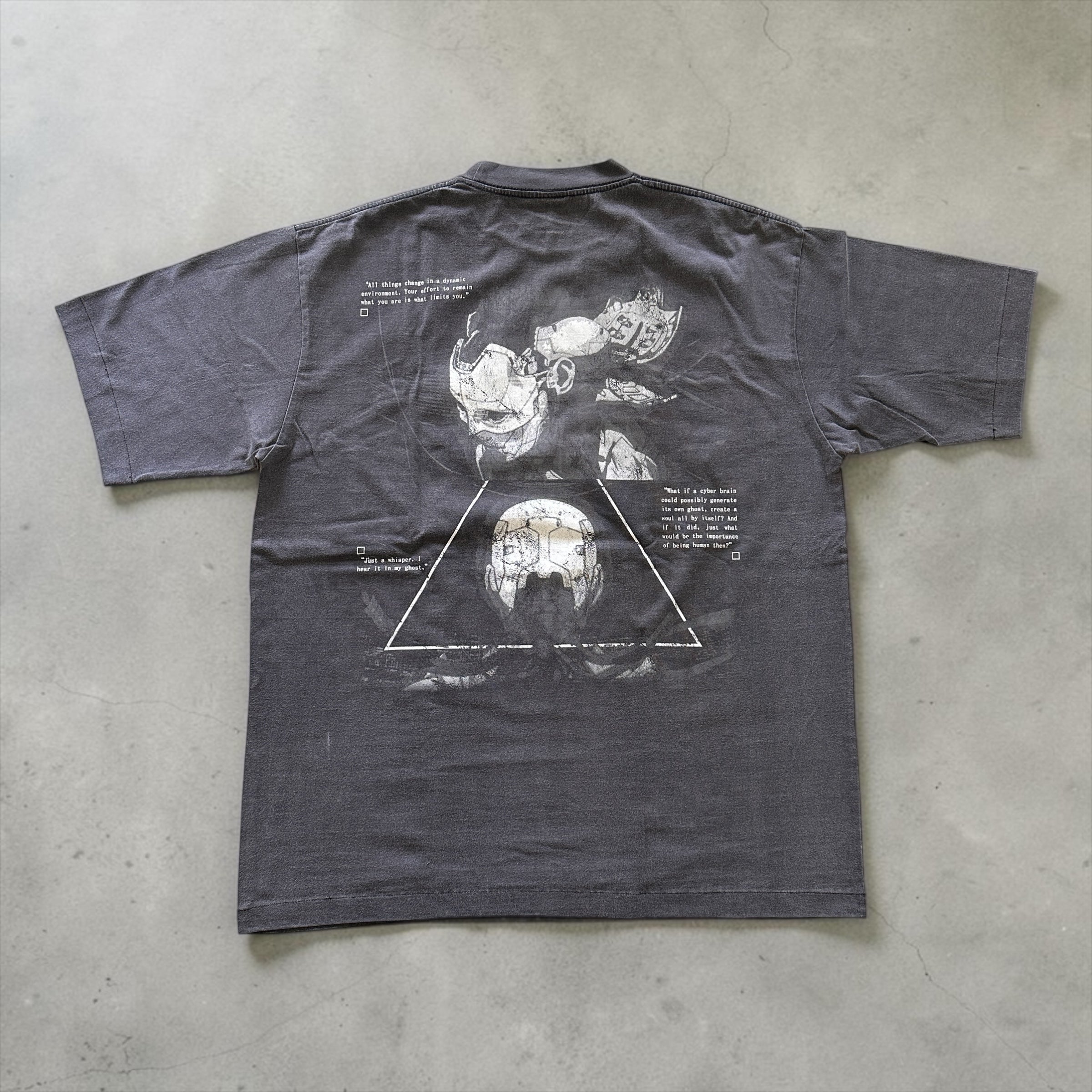 Ghost in the Shell - Red Silhouette - Faded Black T-Shirt back