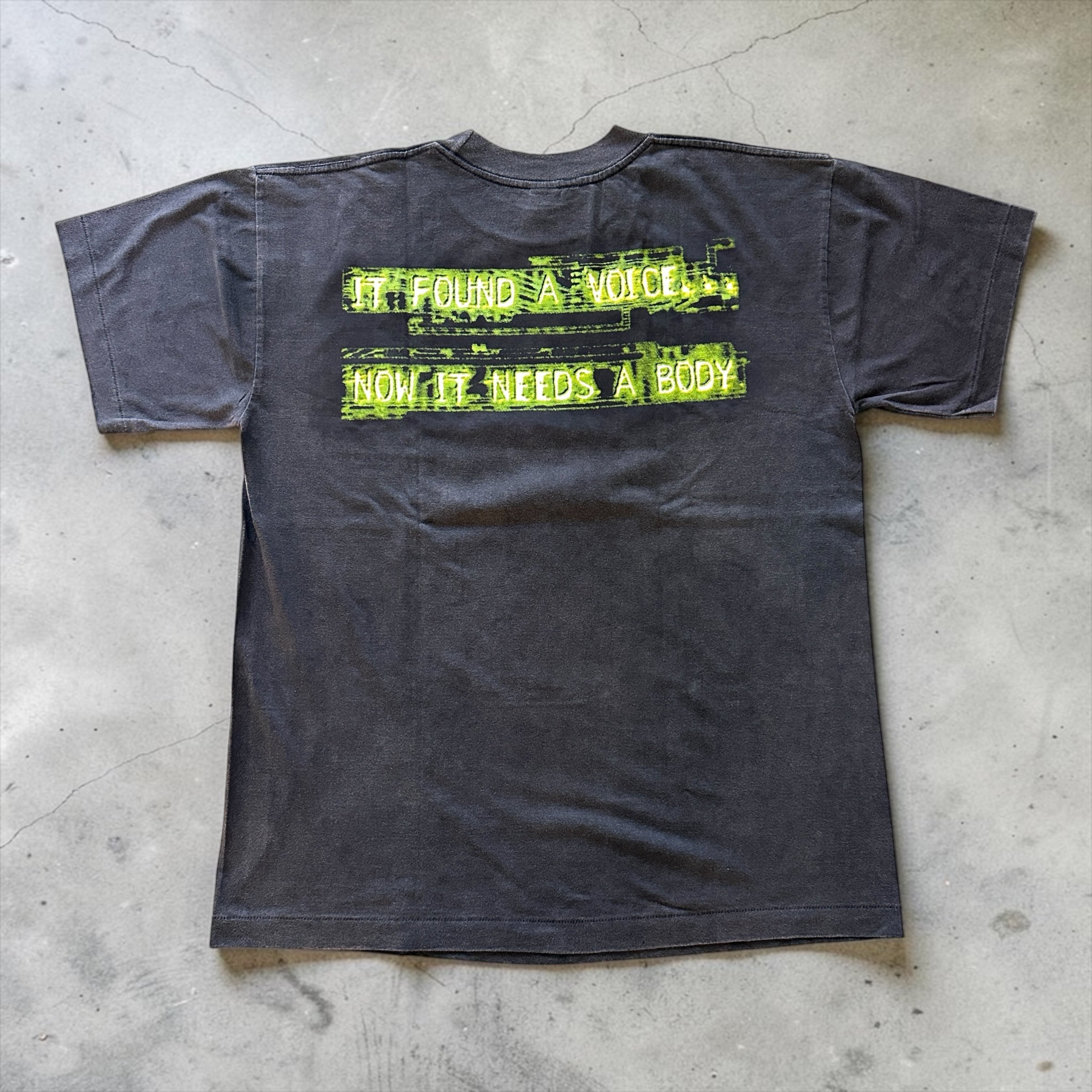 Ghost in the Shell - White Hair - Faded Black T-Shirt back