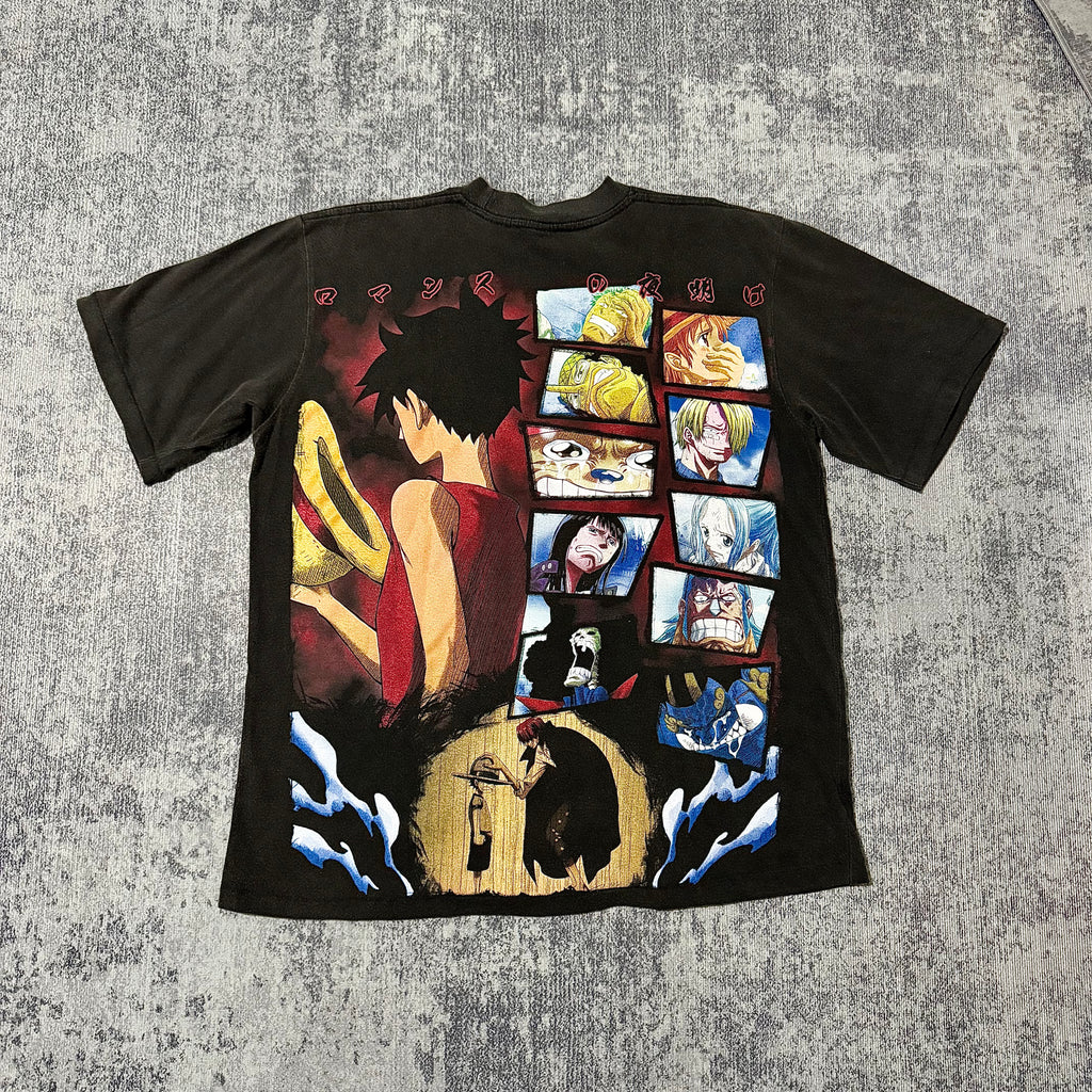 One Piece - Luffy Mugiwara - Faded Black T-Shirt - L