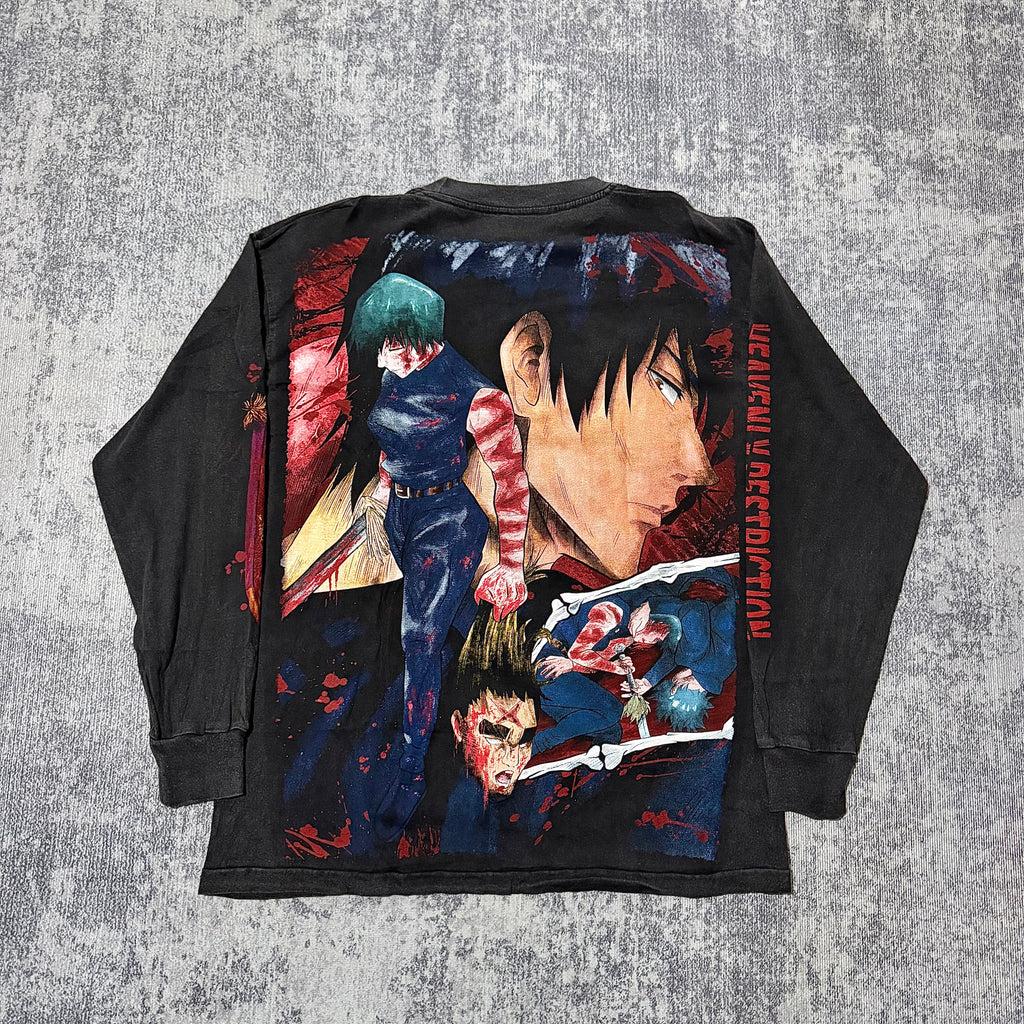 Jujutsi Kaisen - Maki Heavenly Restriction - Faded Black Longsleeve Shirt back