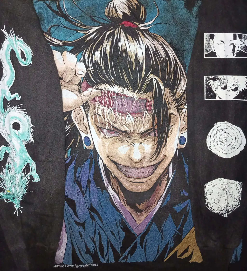 Jujutsu Kaisen - Kenjaku Faded Black Long Sleeve Shirt - XL sleeves