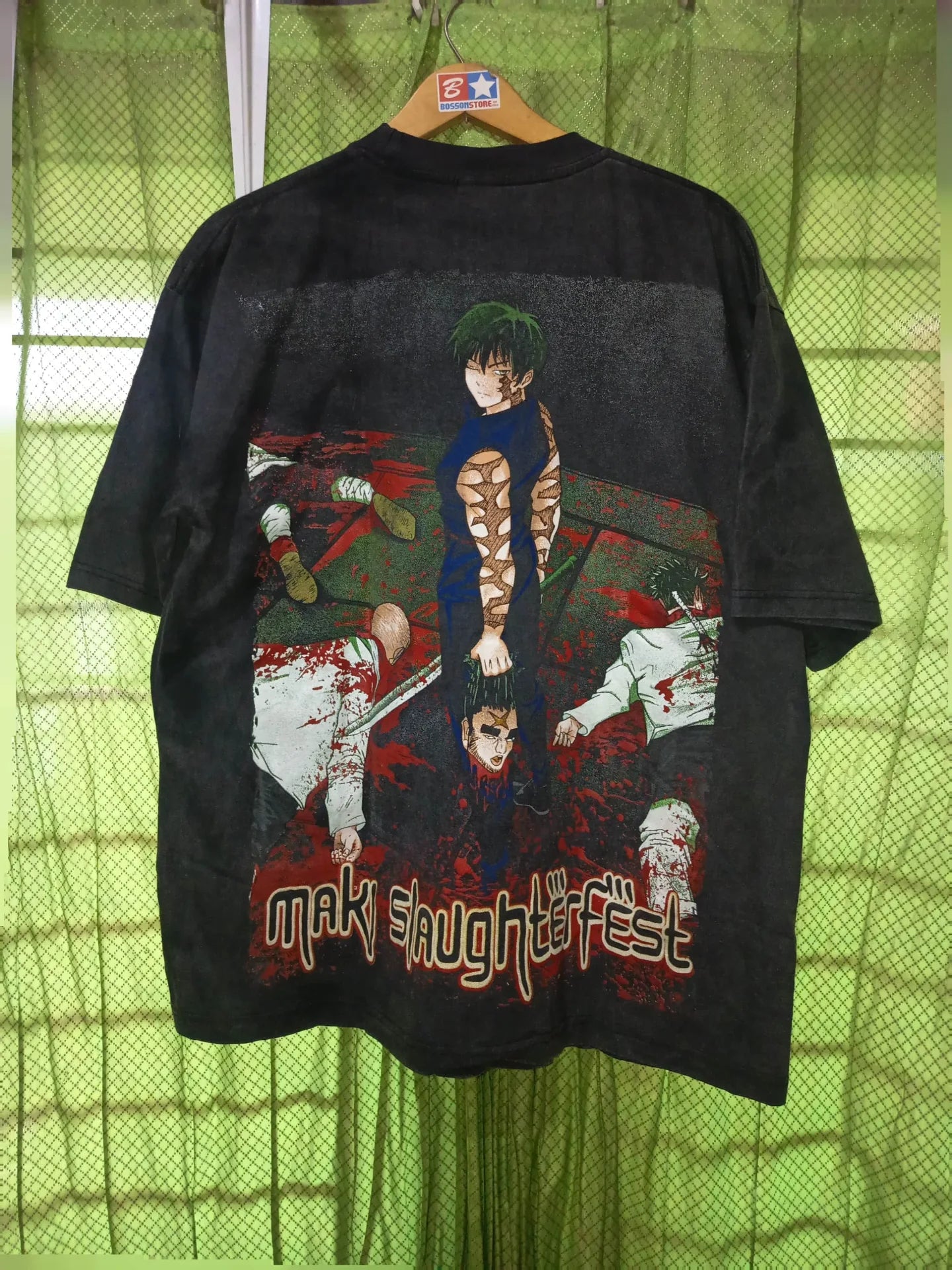 Jujutsu Kaisen - Maki Slaughterfest - Faded Black T-Shirt back