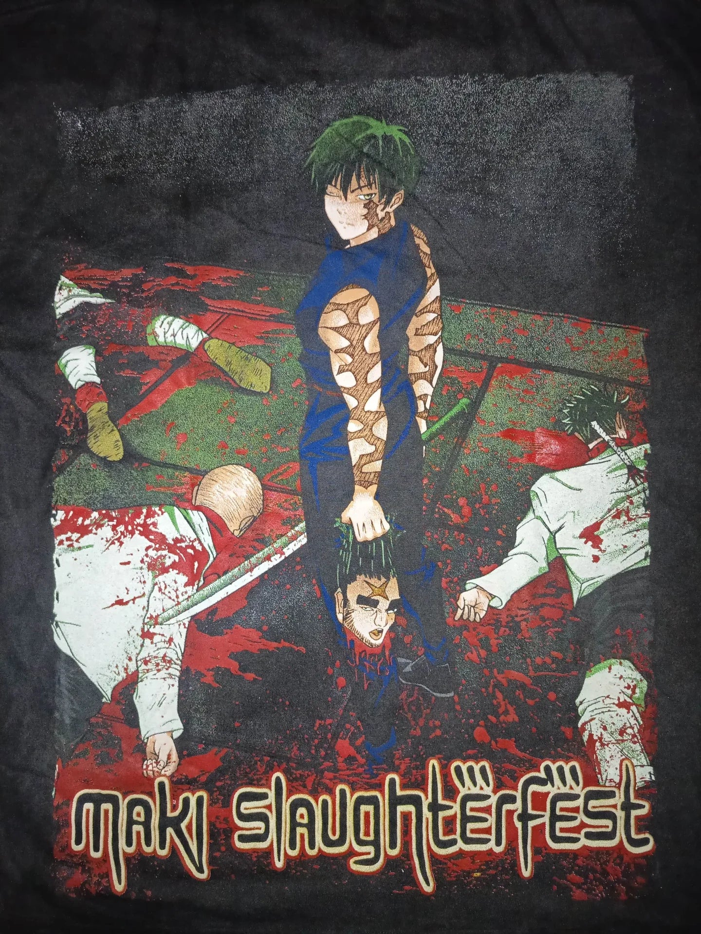 Jujutsu Kaisen - Maki Slaughterfest - Faded Black T-Shirt back zoom