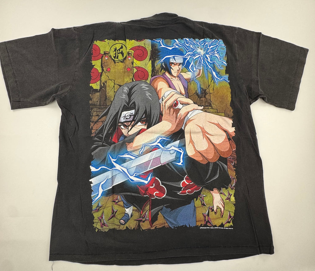 Naruto - Itachi vs Sasuke - Final Battle - Faded Black T-Shirt - L