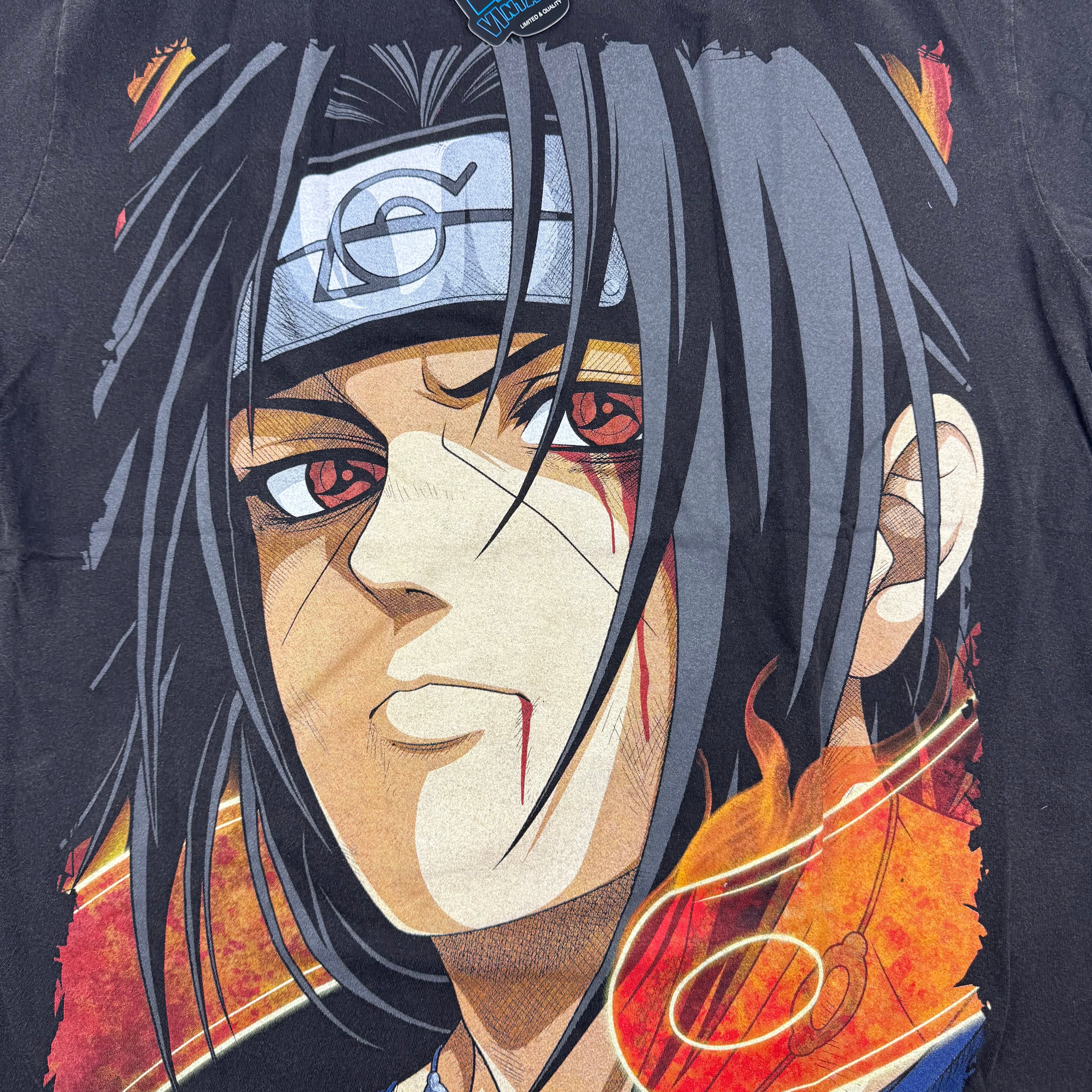 Naruto - Itachi vs Sasuke - Final Battle - Faded Black T-Shirt - L