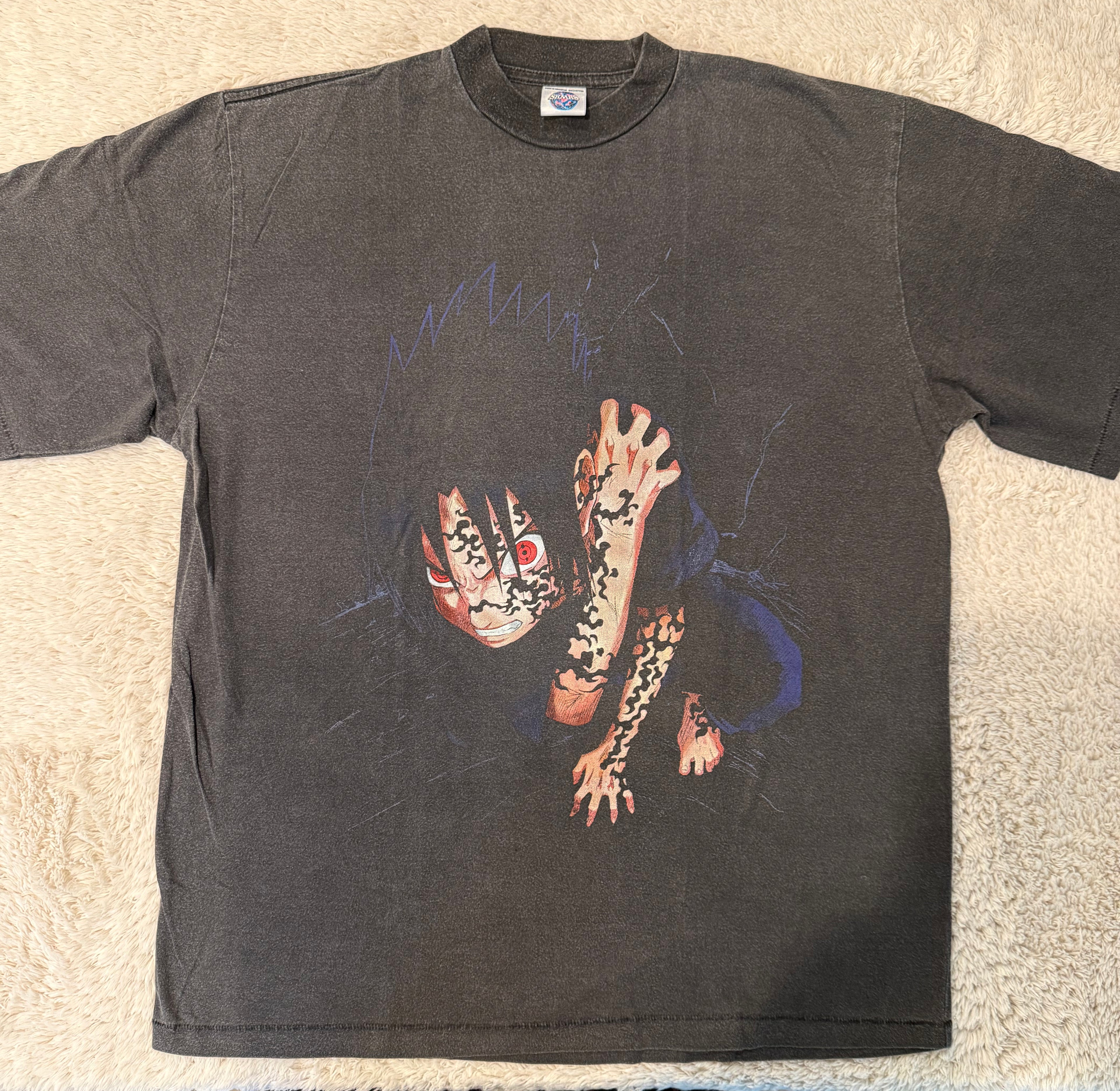Naruto - Sasuke Uchiha - Cursed Body - Faded Black T-Shirt - L
