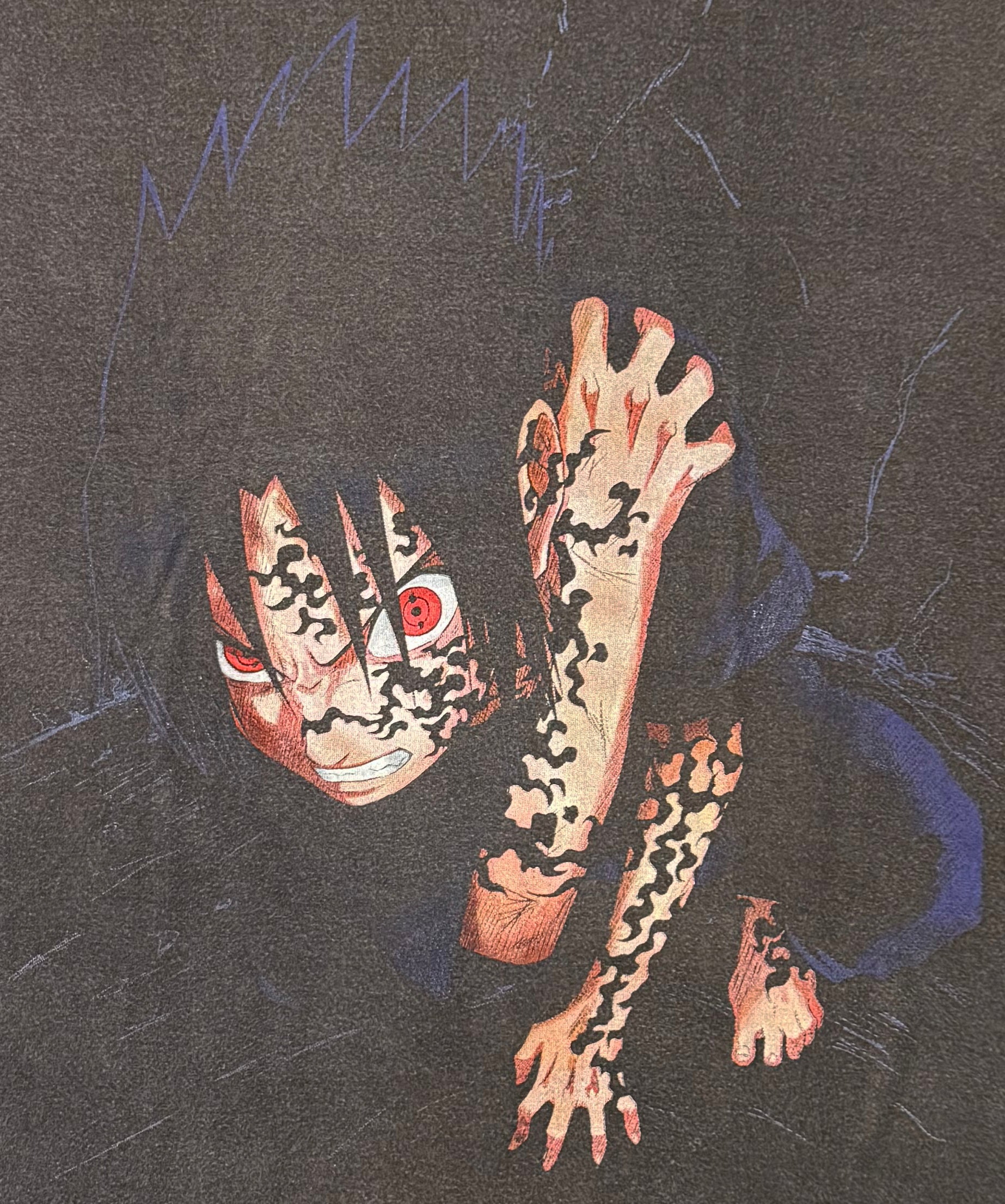 Naruto - Sasuke Uchiha - Cursed Body - Faded Black T-Shirt - L