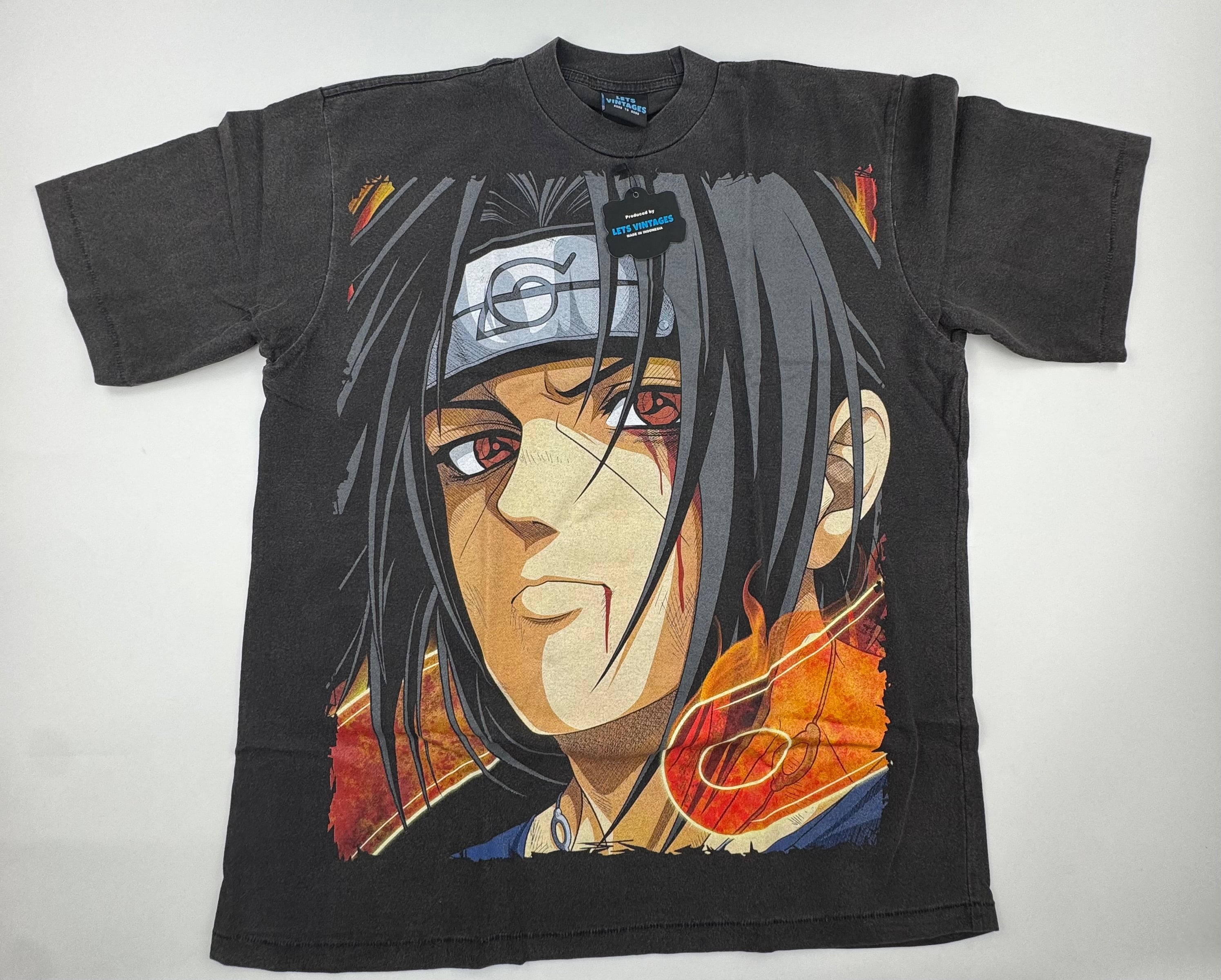 Naruto - Itachi vs Sasuke - final battle - faded black XL - 2 Front