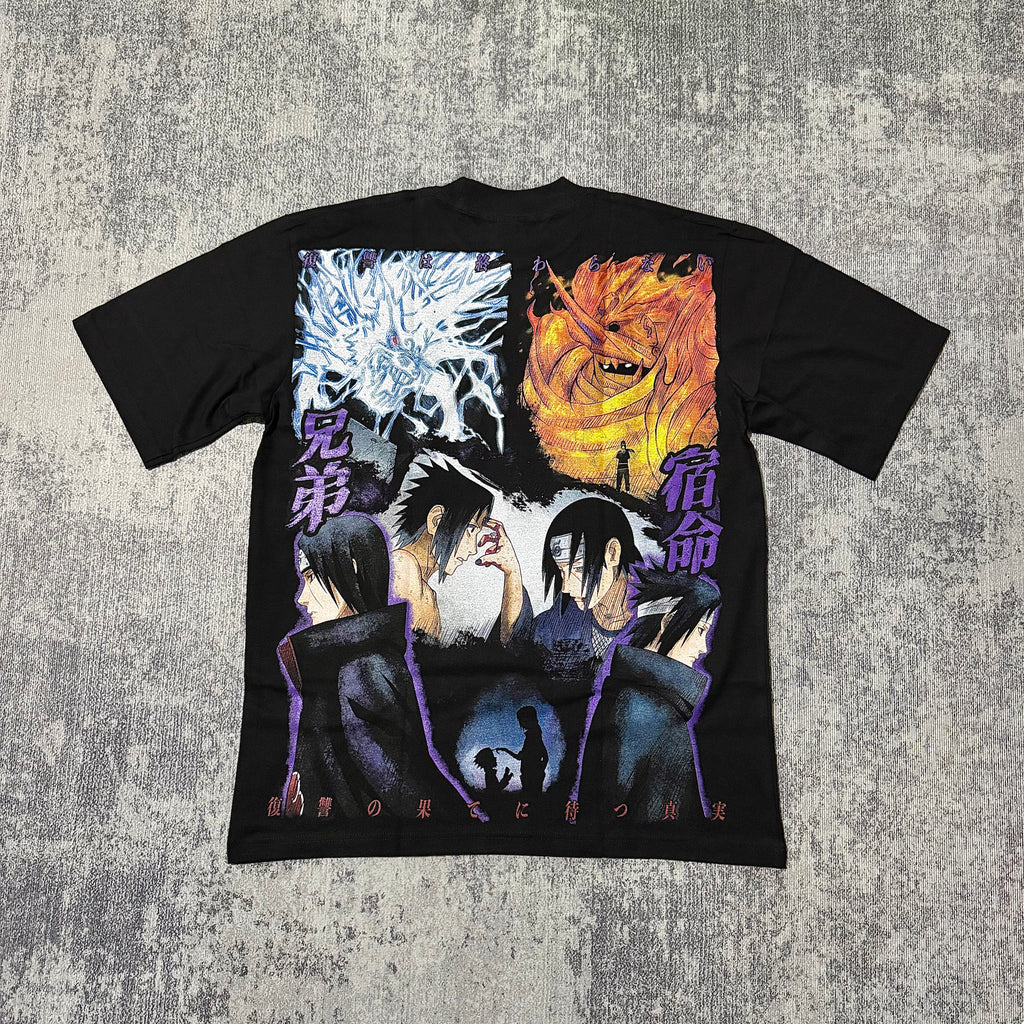 Naruto - Sasuke Smiling Curse - Black T-Shirt back