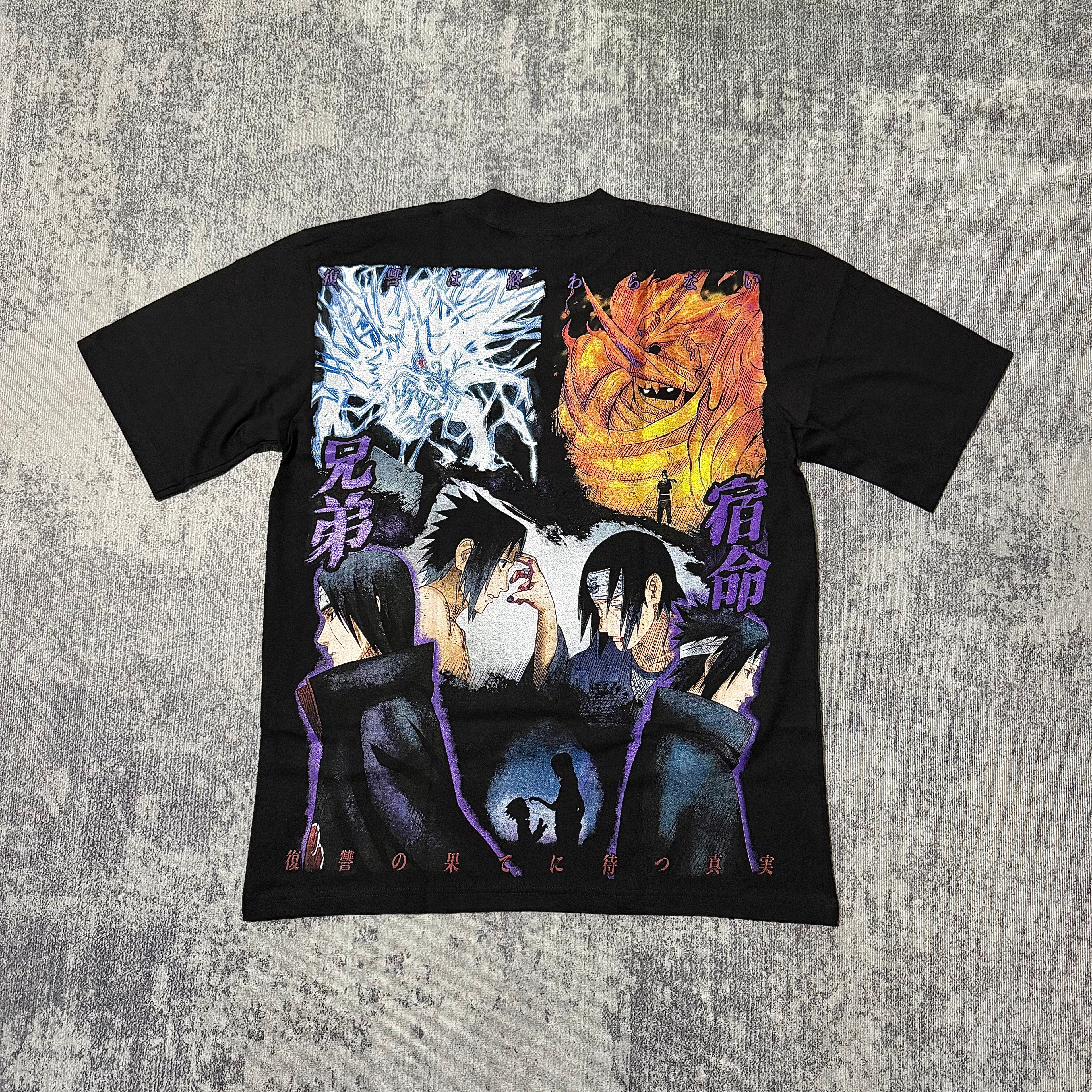 Naruto - Sasuke Smiling Curse - Black T-Shirt back