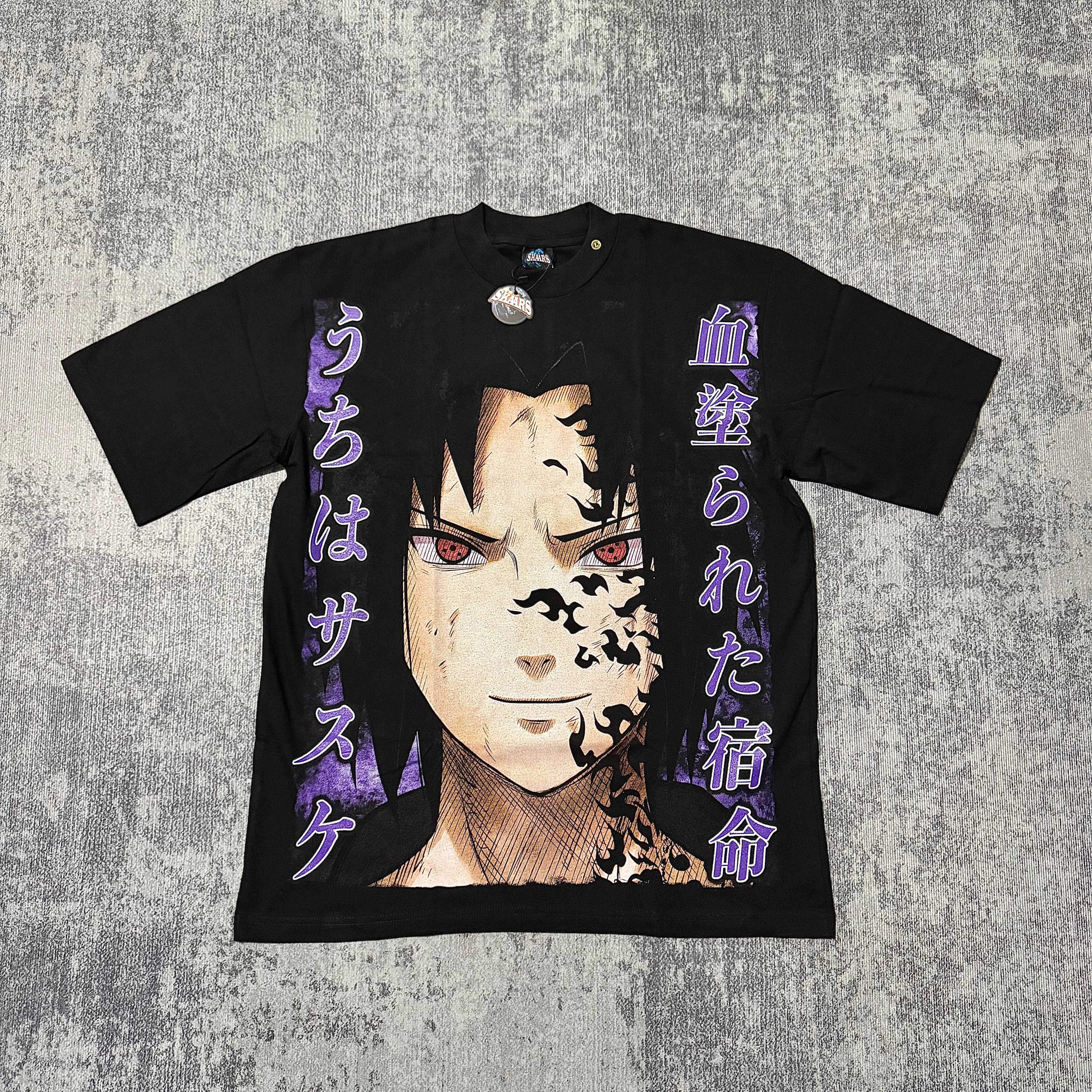 Naruto - Sasuke Smiling Curse - Black T-Shirt front
