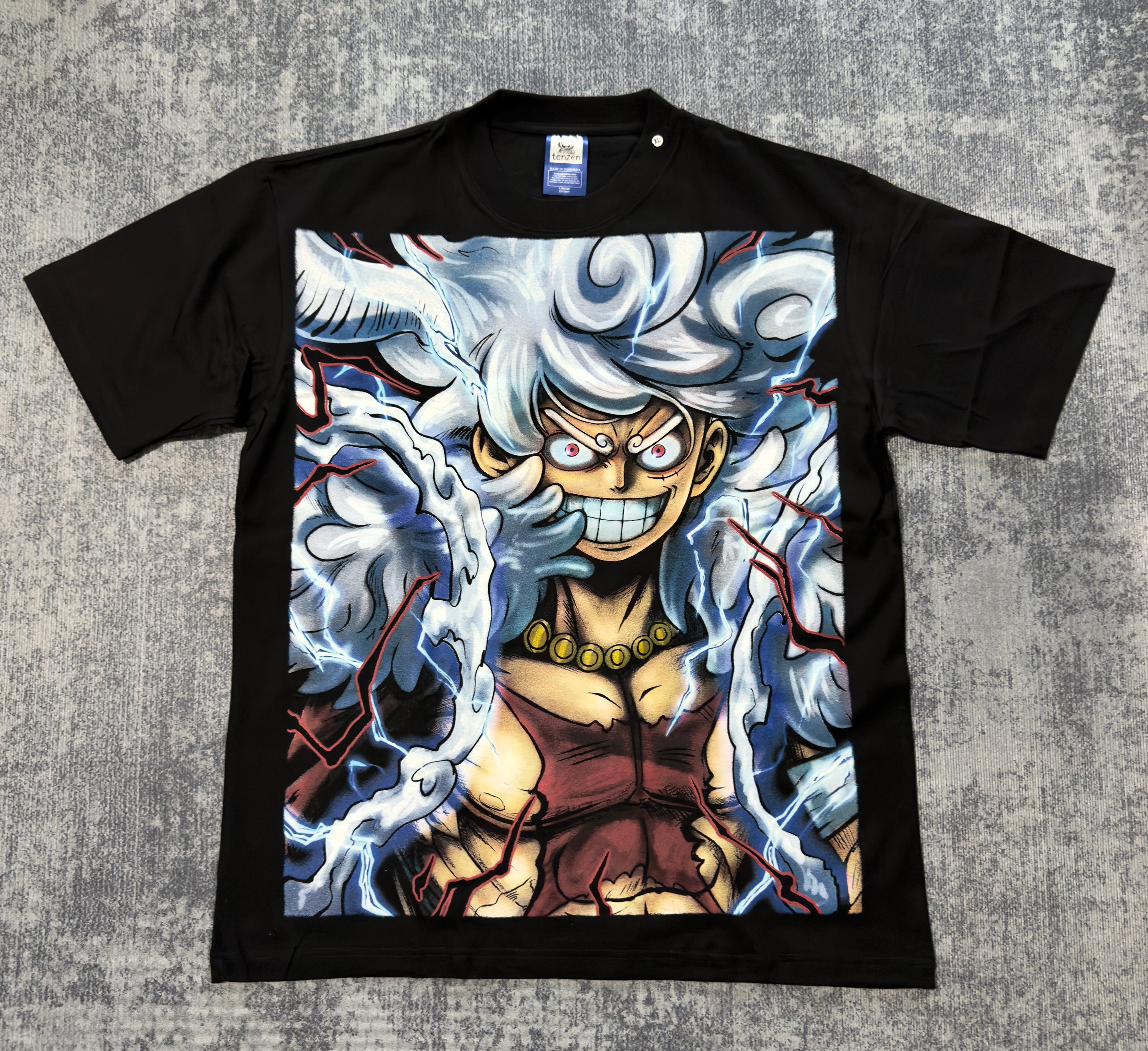 One Piece - Luffy Nika Crazy Face Chest T-Shirt - XL