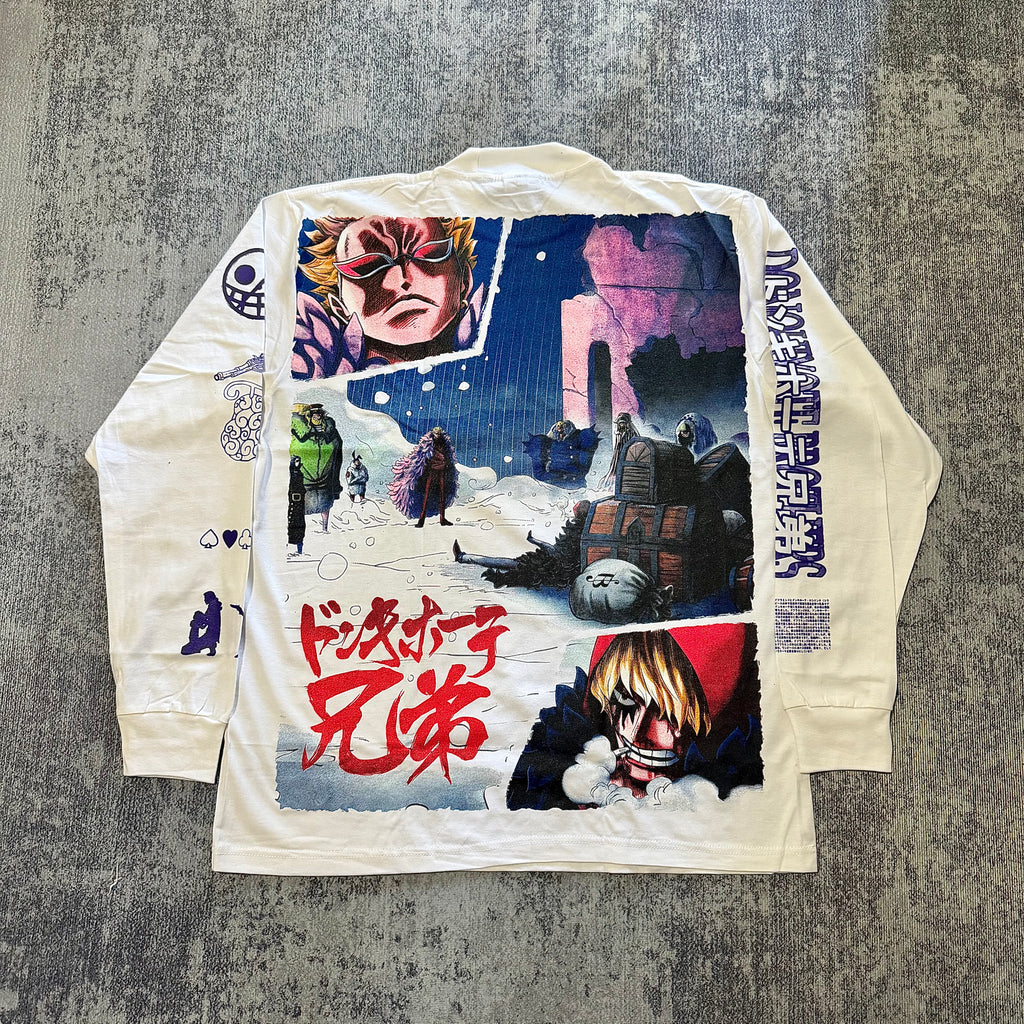 One Piece - Ace, Sabo, Luffy ASL - White Longsleeve Shirt back