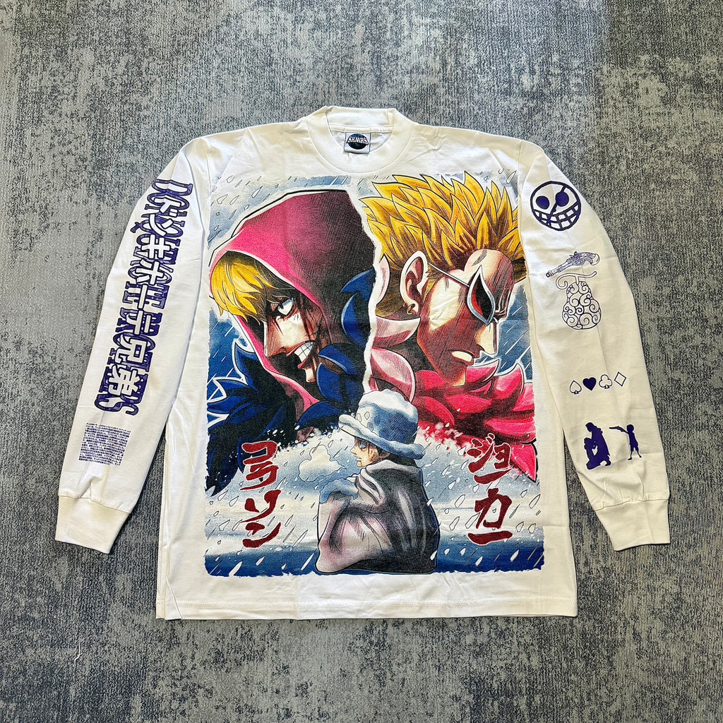One Piece - Ace, Sabo, Luffy ASL - White Longsleeve Shirt front