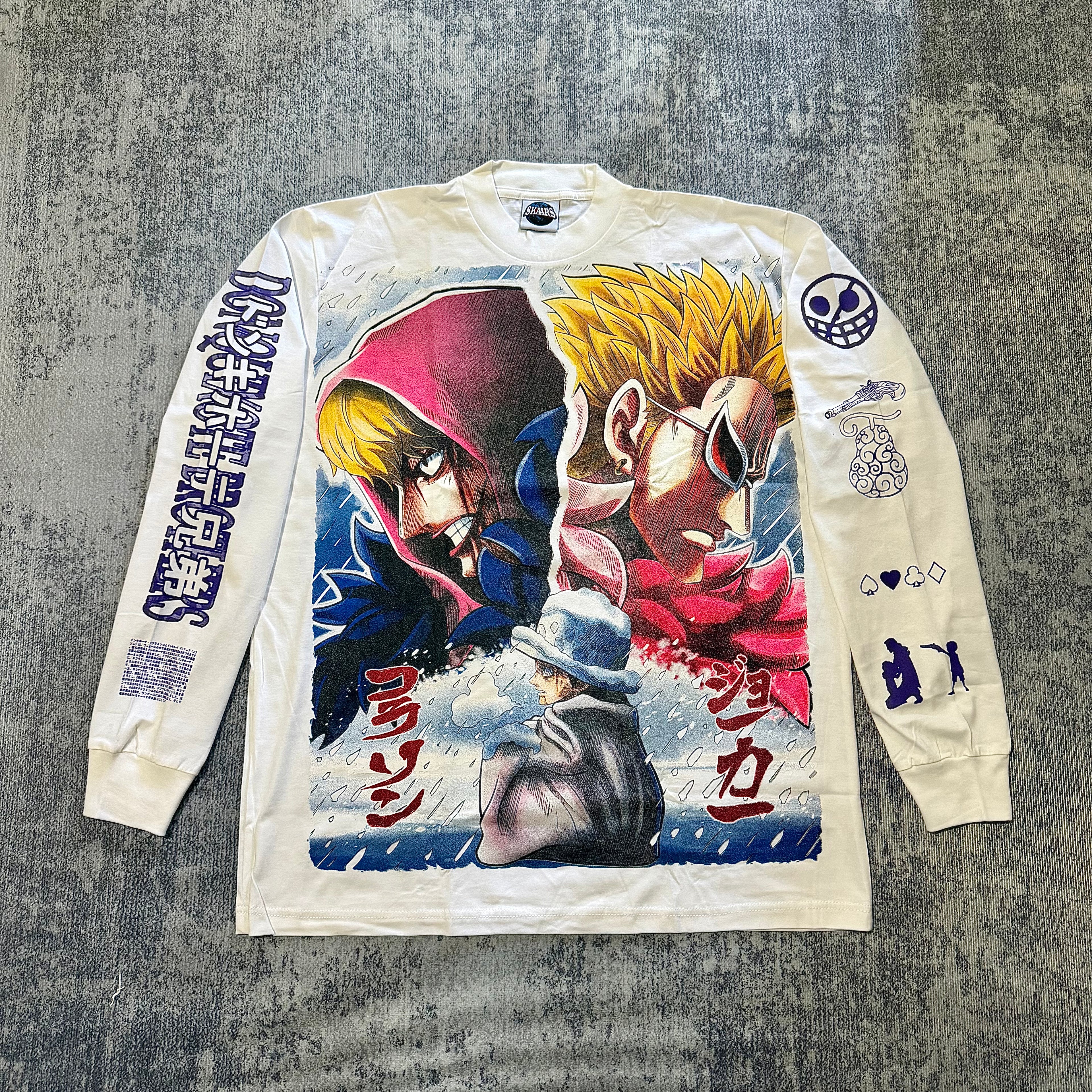 One Piece - Ace, Sabo, Luffy ASL - White Longsleeve Shirt front