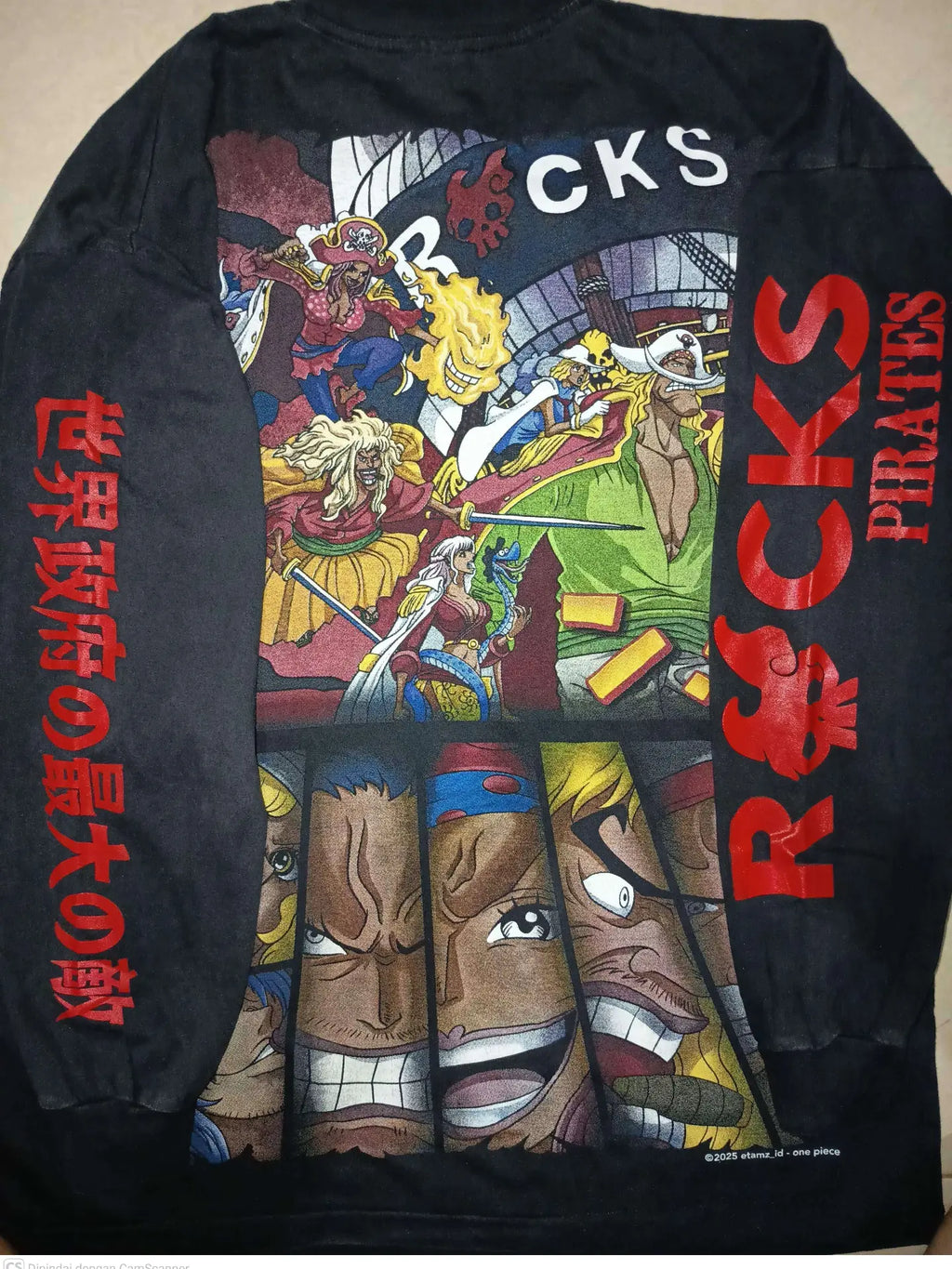 One Piece - Rocks D Xebec Pirates - Faded Black Longsleeve Shirt sleeves