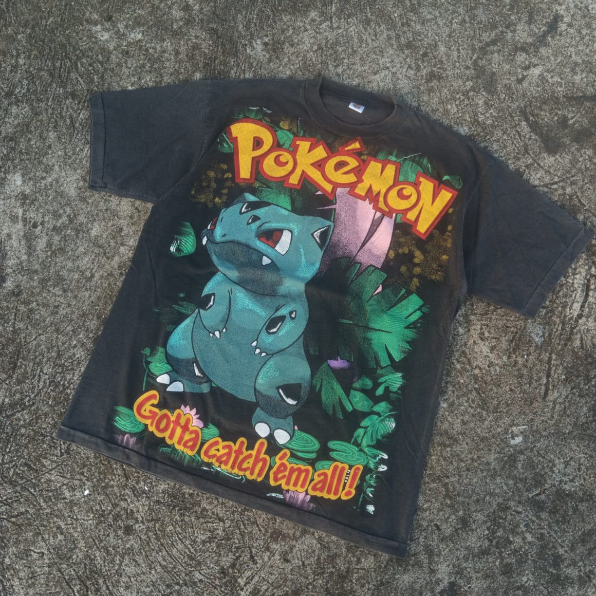 Pokemon - Bulbasaur - Faded Black T-Shirt front