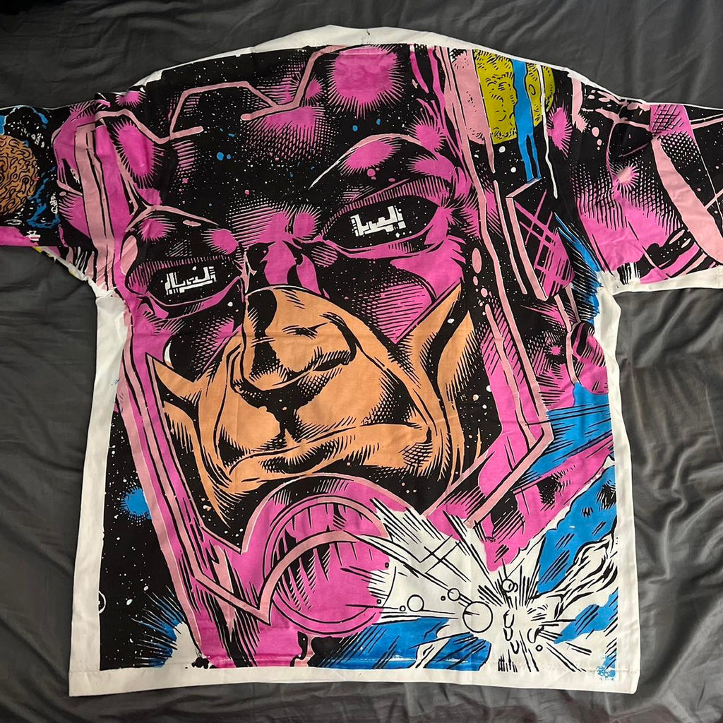 Silver Surfer and Galactus face white back