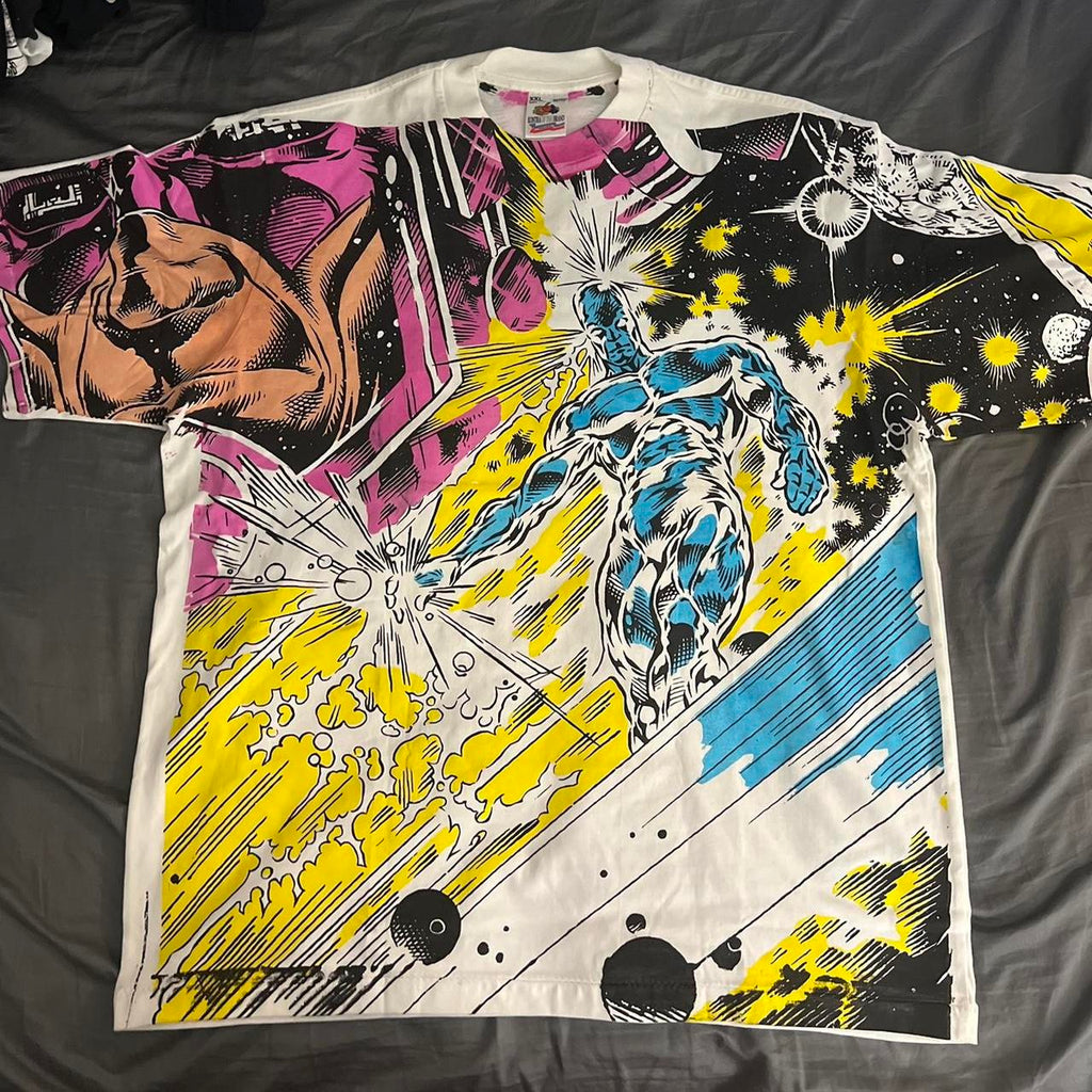 Silver Surfer and Galactus face white front