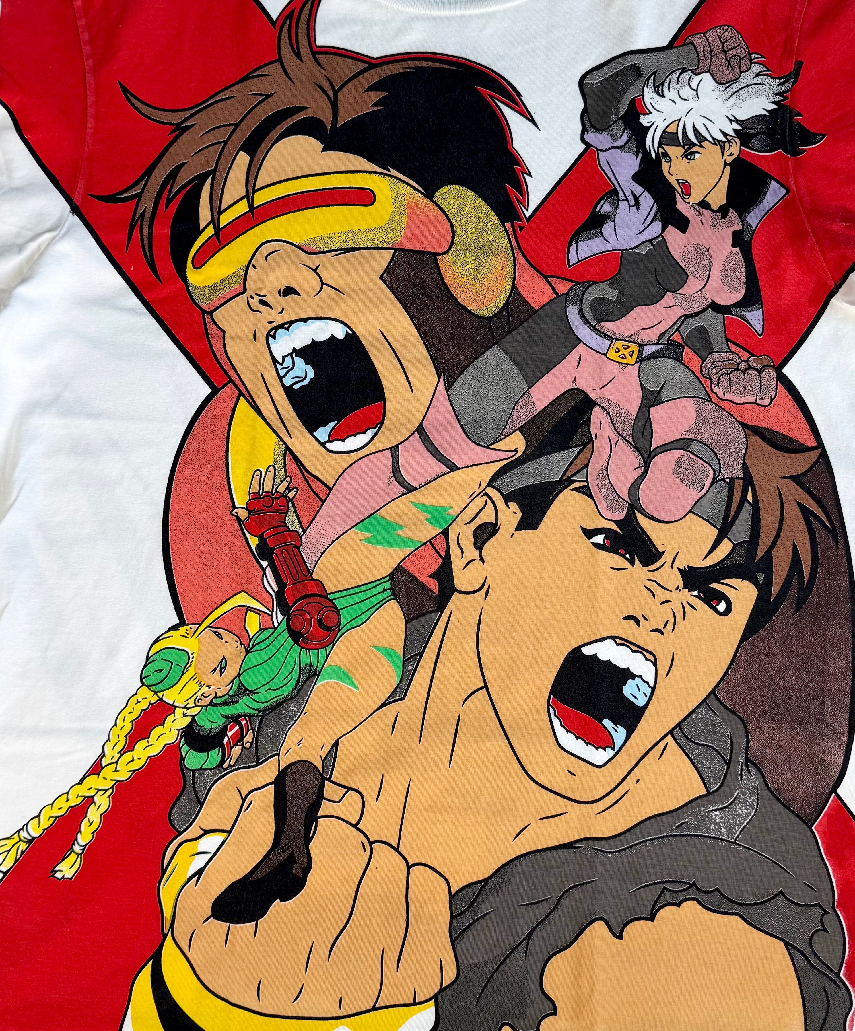 Street Fighter vs X-Men - Manga Cyclops, Ryu, Rogue, Cammie / Wolverine vs Vega T-Shirt - L