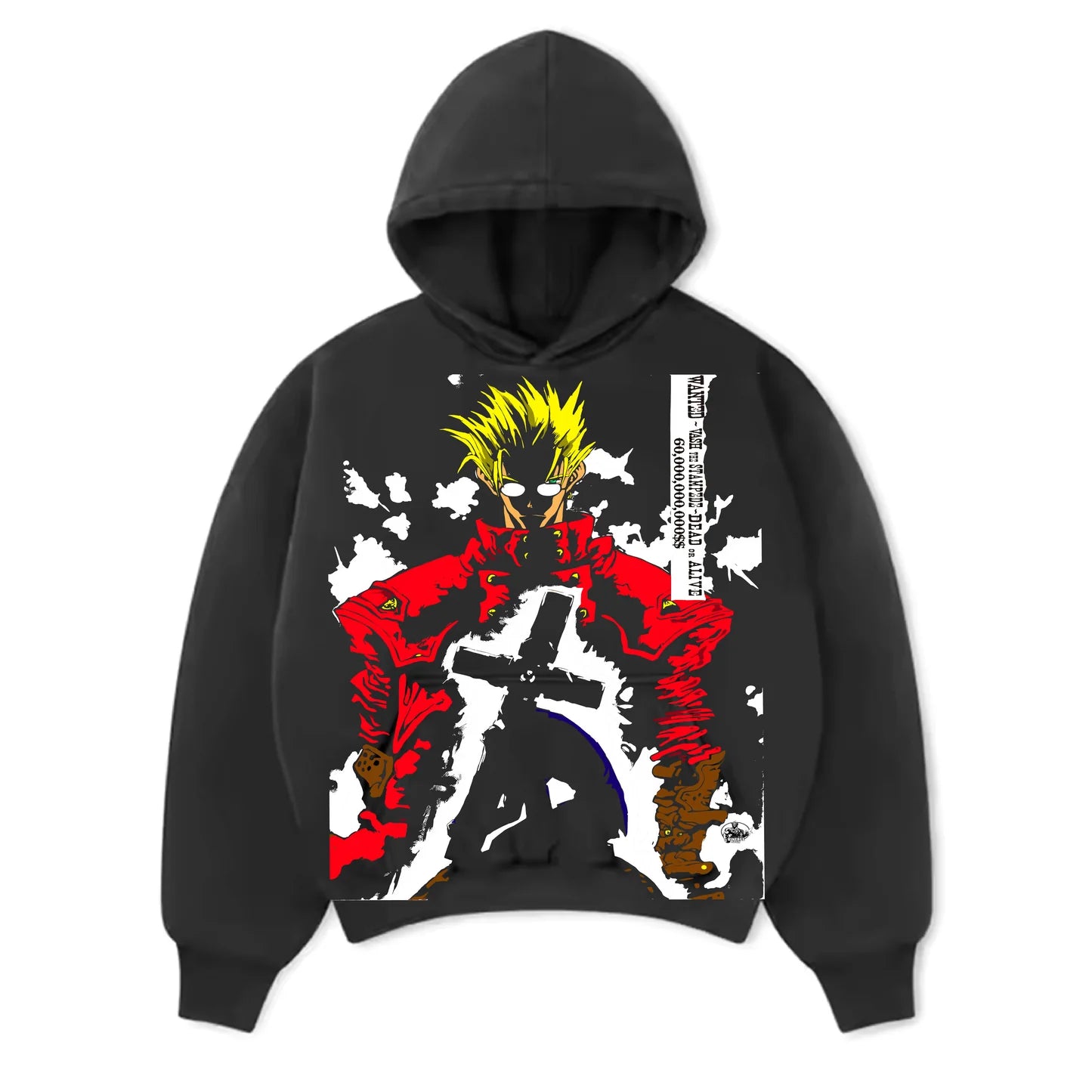 TriGun Cross front - Trigun angel wings back Black Hoodie front